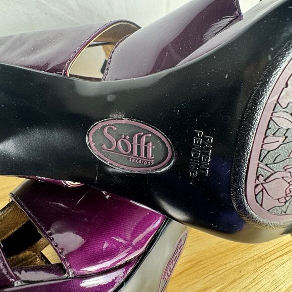 Sofft Sandal Size 8.5M Purple Patent Caged Zip Block Heel Bootie Dress Shoe - Picture 9 of 11